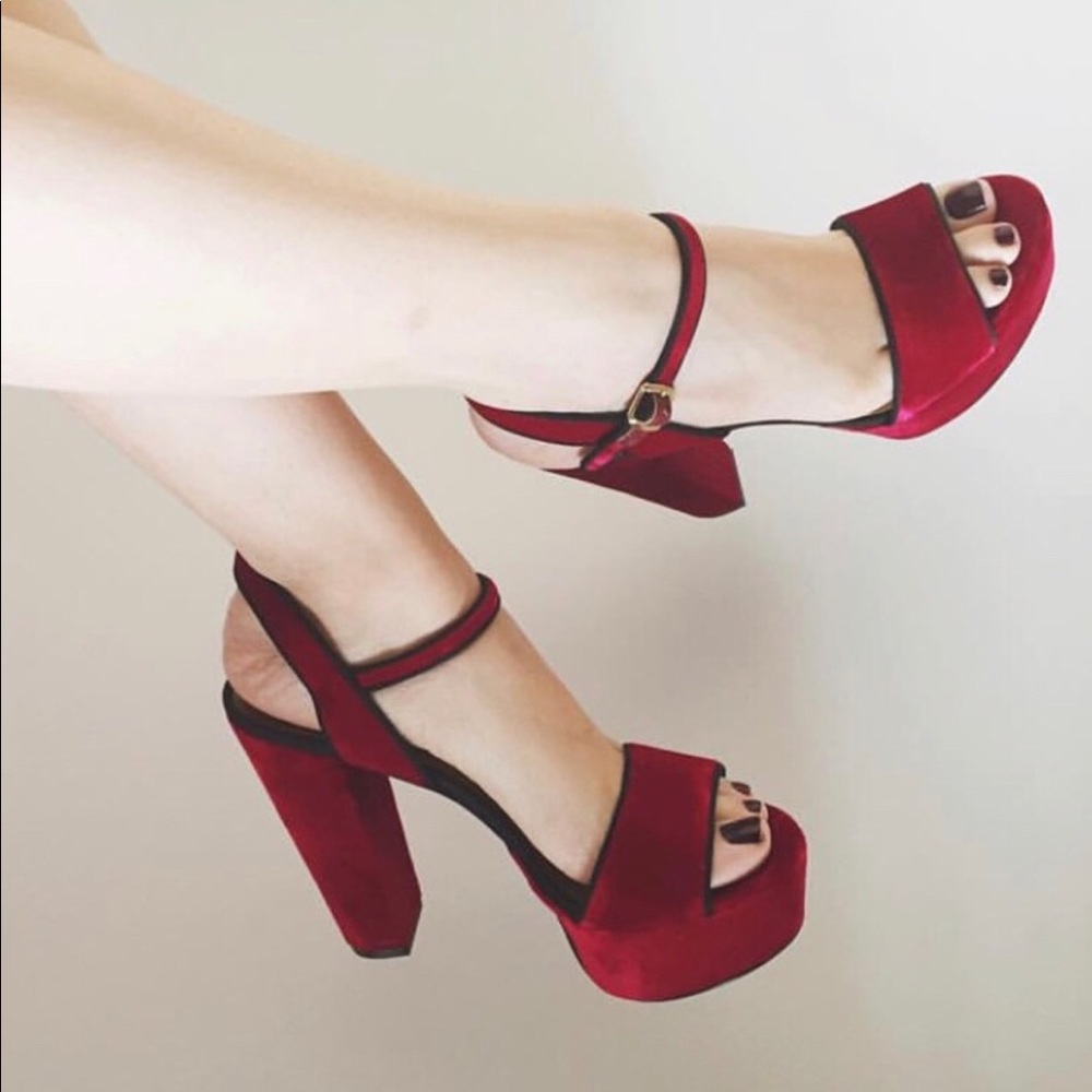 Nine West Red Velvet Platforms
